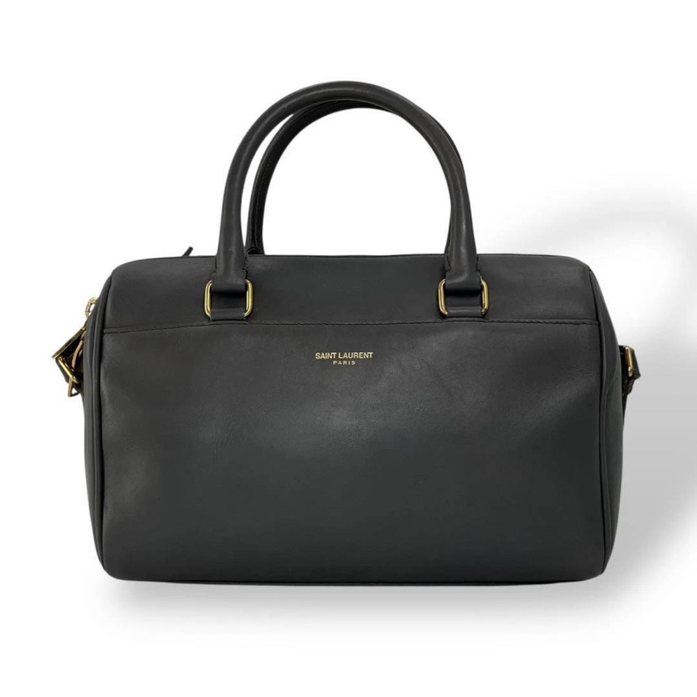 Saint Laurent Dark Gray Leather Satchel - Picture 2 of 10
